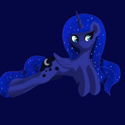 Size: 2048x2048 | Tagged: safe, artist:starfall119, princess luna, alicorn, pony, ethereal mane, simple background, starry mane, stars, wingding eyes