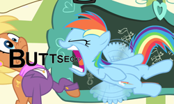 Size: 1207x719 | Tagged: safe, ms. harshwhinny, rainbow dash, pegasus, pony, flight to the finish, image macro, yelling