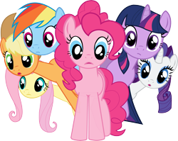 Size: 8079x6418 | Tagged: safe, artist:snipernero, derpibooru import, applejack, fluttershy, pinkie pie, rainbow dash, rarity, twilight sparkle, earth pony, pegasus, pony, unicorn, absurd resolution, mane six, simple background, transparent background, vector