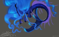 Size: 1440x900 | Tagged: safe, artist:sommerlilly05, princess luna, merpony, solo, species swap