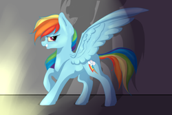 Size: 3000x2000 | Tagged: safe, artist:ognevitsa, derpibooru import, rainbow dash, pegasus, pony, female, gradient background, mare, solo