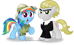 Size: 1024x624 | Tagged: safe, artist:aleximusprime, daring do, rainbow dash, oc, oc:dreamer, pegasus, pony, agent pendergast, friendship, nightmare night, rainmer, simple background, transparent background