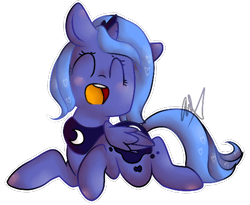 Size: 528x434 | Tagged: safe, artist:lunechapaillini, princess luna, alicorn, pony, blushing, cute, eyes closed, female, filly, heart, lunabetes, open mouth, simple background, solo, transparent background, woona, younger