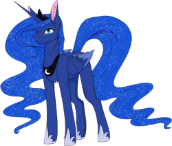 Size: 1507x1275 | Tagged: safe, artist:millerrachel, artist:x4nny, princess luna, alicorn, pony, collaboration, one eye closed, simple background, smiling, solo, transparent background, wink