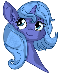 Size: 2448x3091 | Tagged: safe, artist:dashybestpony, princess luna, alicorn, pony, bust, cute, ear fluff, female, filly, mare, portrait, s1 luna, simple background, smiling, solo, woona, younger