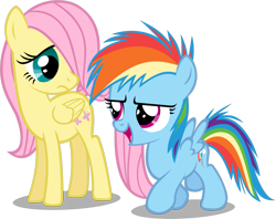 Size: 1515x1198 | Tagged: safe, artist:zacatron94, fluttershy, rainbow dash, pegasus, pony, filly, filly fluttershy, filly rainbow dash, simple background, transparent background, vector