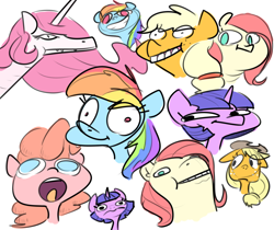 Size: 1280x1074 | Tagged: safe, artist:nobody, derpibooru import, applejack, fluttershy, pinkie pie, princess celestia, rainbow dash, twilight sparkle, dragon, dragonified, dragonlestia, faic, pink-mane celestia, sketch, sketch dump, species swap