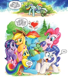 Size: 1286x1468 | Tagged: safe, artist:andypriceart, derpibooru import, idw, applejack, fluttershy, pinkie pie, rainbow dash, rarity, tank, twilight sparkle, twilight sparkle (alicorn), alicorn, earth pony, pegasus, pony, tortoise, unicorn, spoiler:comic, spoiler:comic41, comic, female, mane six, mare, speech bubble, teary eyes