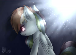 Size: 3000x2200 | Tagged: safe, artist:suplolnope, rainbow dash, pegasus, pony, discorded, lens flare, rainbow ditch, solo