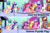 Size: 600x400 | Tagged: safe, derpibooru import, screencap, all aboard, applejack, fluttershy, pinkie pie, rainbow dash, rarity, ringo, twilight sparkle, twinkleshine, unicorn twilight, earth pony, pegasus, pony, unicorn, games ponies play, just for sidekicks, animation error, comparison, easter egg, error, friendship express, mane six, spot the difference, time paradox, train, you had one job