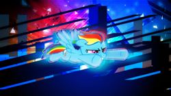 Size: 3840x2160 | Tagged: safe, artist:cloudshadezer0, artist:game-beatx14, derpibooru import, rainbow dash, pegasus, pony, flying, solo, wallpaper