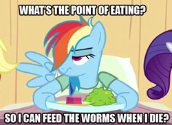 Size: 475x346 | Tagged: safe, screencap, rainbow dash, pegasus, pony, read it and weep, emo, image macro