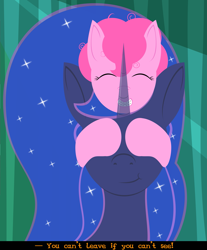 Size: 2481x3000 | Tagged: safe, artist:alltimemine, pinkie pie, princess luna, alicorn, earth pony, pony, fanfic:the enchanted library, braces, eyes closed, fanfic, fanfic art, female, filly, foal, forest, grin, horn, inkscape, lineless, mare, smiling, transparent horn, vector, younger