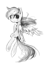 Size: 900x1220 | Tagged: safe, artist:natx-chan, rainbow dash, pegasus, pony, black and white, grayscale, monochrome, solo