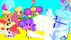 Size: 640x360 | Tagged: safe, artist:notsofrequentuser, artist:the weaver, edit, apple bloom, chickadee, ms. harshwhinny, ms. peachbottom, rainbow dash, scootaloo, sweetie belle, pegasus, pony, beach, church, cirno, colorful, cutie mark crusaders, ice, ice cream, refrigerator, touhou, tree, vector, walfas, wat, wings