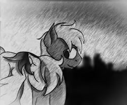 Size: 979x816 | Tagged: safe, artist:tomcolt15, derpibooru import, big macintosh, rainbow dash, earth pony, pegasus, pony, black and white, cute, grayscale, male, monochrome, rainbowmac, shipping, stallion, straight