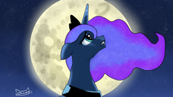 Size: 1920x1080 | Tagged: safe, artist:jomok0, princess luna, alicorn, pony, ethereal mane, moon, solo, starry mane