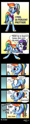 Size: 565x2300 | Tagged: safe, artist:erudier, rainbow dash, rarity, soarin', pegasus, pony, unicorn, alternate hairstyle, clothes, comic, female, floppy ears, frown, grin, innuendo, male, nervous, open mouth, ponytail, rainbow dash always dresses in style, scarf, shipping, shoes, smiling, soarindash, straight, sweat, vulgar, wide eyes