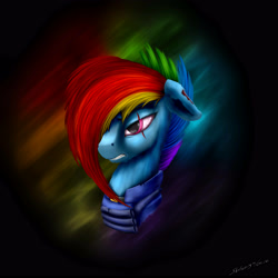 Size: 4000x4000 | Tagged: safe, artist:skitsroom, derpibooru import, rainbow dash, pegasus, pony, absurd resolution, alternate timeline, apocalypse dash, crystal war timeline, scar, solo