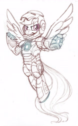 Size: 4224x6788 | Tagged: safe, artist:drawponies, derpibooru import, rainbow dash, pegasus, pony, absurd resolution, clothes, cosplay, costume, crossover, iron man, marvel, marvel comics, sketch, solo, tony stark