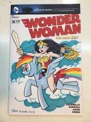 Size: 768x1024 | Tagged: safe, artist:thomzahler, idw, rainbow dash, pegasus, pony, crossover, wonder woman