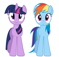 Size: 5525x5341 | Tagged: safe, artist:paulyvectors, rainbow dash, twilight sparkle, pegasus, pony, absurd resolution, looking at you, simple background, transparent background, vector