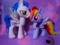 Size: 1024x768 | Tagged: safe, artist:legadema, derpibooru import, rainbow dash, soarin', pony, backwards cutie mark, custom, female, irl, male, photo, plushie, shipping, soarindash, straight