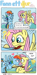 Size: 1634x3235 | Tagged: safe, artist:redapropos, derpibooru import, edit, editor:liggliluff, fluttershy, rainbow dash, pegasus, pony, bedroom eyes, blushing, collar, collaring, comic, female, flutterdash, heart, hilarious in hindsight, leash, lesbian, pet play, shipping, swedish, translation