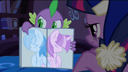 Size: 1024x576 | Tagged: safe, artist:ambris, edit, rainbow dash, spike, twilight sparkle, twilight sparkle (alicorn), alicorn, dragon, pegasus, pony, comic, female, lesbian, mare, meme, shipping, spike's comic, tumblr, twidash