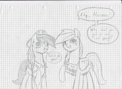 Size: 3501x2550 | Tagged: safe, artist:gamplym, daring do, rainbow dash, pegasus, pony, daring don't, black and white, comic, drawing, grayscale, monochrome, sign, sketch, spinoff, text, traditional art