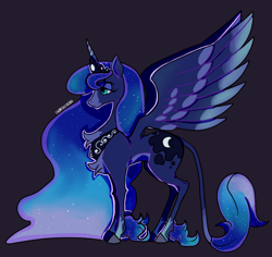 Size: 3168x2994 | Tagged: safe, artist:dear-deer-face, princess luna, alicorn, pony, chest fluff, female, leonine tail, mare, simple background, solo, unshorn fetlocks