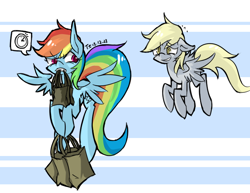 Size: 722x558 | Tagged: safe, artist:tarian, derpy hooves, rainbow dash, pegasus, pony, carrying, female, flying, mare, pictogram