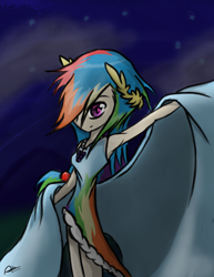 Size: 2550x3300 | Tagged: safe, artist:mrasianhappydude, rainbow dash, human, clothes, dress, gala dress, humanized, light skin, solo