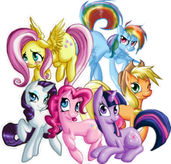 Size: 1158x1108 | Tagged: safe, artist:sajikohei, derpibooru import, applejack, fluttershy, pinkie pie, rainbow dash, rarity, twilight sparkle, earth pony, pegasus, pony, unicorn, mane six