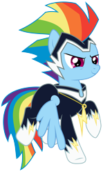 Size: 6000x10065 | Tagged: safe, artist:byteslice, rainbow dash, zapp, pegasus, pony, power ponies (episode), absurd resolution, female, mare, power ponies, simple background, solo, transparent background, vector