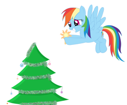 Size: 3279x2697 | Tagged: safe, rainbow dash, pegasus, pony, christmas, christmas tree, solo, tree