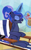 Size: 476x769 | Tagged: safe, screencap, princess luna, twilight sparkle, alicorn, pony, between dark and dawn, chair, coconut drink, cropped, eyes closed, fadeout, glowing horn, horn, levitation, magic, open mouth, sitting, solo, telekinesis