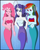 Size: 2413x3036 | Tagged: safe, artist:physicrodrigo, derpibooru import, part of a series, part of a set, pinkie pie, rainbow dash, rarity, angler fish, mermaid, series:equestria mermaids, equestria girls, bandeau, belly button, bra, bubble, clothes, crossed arms, dress, earfins, eyes closed, gills, high res, mermaidized, midriff, ocean, seashell bra, species swap, torn clothes, trio, underwater, underwear