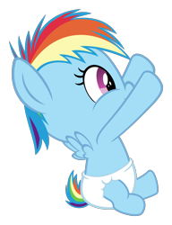 Size: 2303x3000 | Tagged: safe, artist:sollace, derpibooru import, rainbow dash, pegasus, pony, baby, baby pony, cute, diaper, filly, filly rainbow dash, foal, simple background, sitting, solo, transparent background, vector, younger