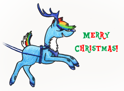 Size: 1096x807 | Tagged: safe, artist:linkinshirepony, rainbow dash, reindeer, solo, species swap