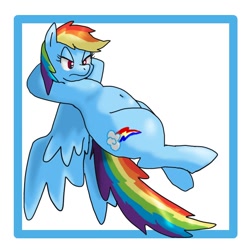 Size: 600x600 | Tagged: safe, artist:kushina13, rainbow dash, pegasus, pony, belly button, pixiv, solo