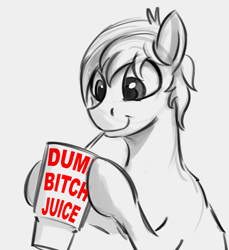 Size: 883x966 | Tagged: safe, artist:kam, sandbar, pony, cute, drinking, drinking straw, drinking through a straw, grayscale, monochrome, sandabetes, sandbar is a goddamn moron, simple background, text, vulgar, white background