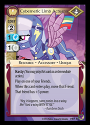 Size: 359x500 | Tagged: safe, derpibooru import, rainbow dash, pegasus, pony, alternate timeline, apocalypse dash, ccg, crystal war timeline, enterplay, marks in time, merchandise