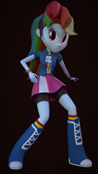 Size: 1080x1920 | Tagged: safe, artist:creatorofpony, artist:legoguy9875, derpibooru import, rainbow dash, equestria girls, 3d, 3d model, blender, boots, clothes, compression shorts, shorts, skirt, socks, solo, wristband