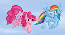 Size: 2632x1404 | Tagged: safe, artist:astie-th, rainbow dash, surprise, pegasus, pony, bodypaint, painting characters, race swap