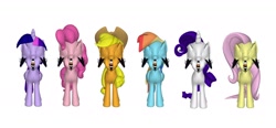 Size: 1988x924 | Tagged: safe, derpibooru import, applejack, fluttershy, pinkie pie, rainbow dash, rarity, twilight sparkle, twilight sparkle (alicorn), alicorn, earth pony, pegasus, pony, unicorn, pony creator, 3d, faic, female, mane six, mare, nightmare fuel, not salmon, ponylumen, wat, wtf