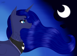 Size: 4960x3611 | Tagged: safe, artist:thebenalpha, princess luna, alicorn, pony, bust, chest fluff, ear fluff, high res, moon, solo