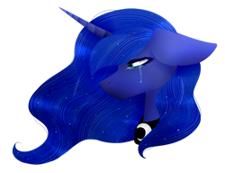 Size: 1280x983 | Tagged: safe, artist:okimichan, princess luna, alicorn, pony, bust, crying, portrait, simple background, solo, transparent background