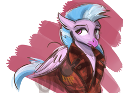 Size: 1649x1237 | Tagged: safe, artist:kam, silverstream, classical hippogriff, hippogriff, clothes, jacket, simple background