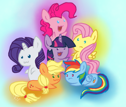 Size: 1254x1064 | Tagged: safe, artist:daisy-dictator, derpibooru import, applejack, fluttershy, pinkie pie, rainbow dash, rarity, twilight sparkle, earth pony, pegasus, pony, unicorn, chibi